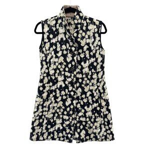 RTW Charleston Tunic Top Womens Black Gold Silks Sleeveless Button Front Size S